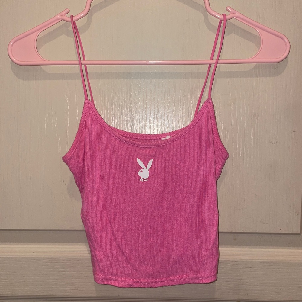***SOLD***SOLD*** Playboy Ribbed Pink Bunny Logo Cami Tank Top XS